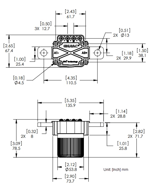 Mechanical Drawing - Gigavac GX66 600A Contactors